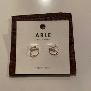 NWT Able hammered gold circle earrings